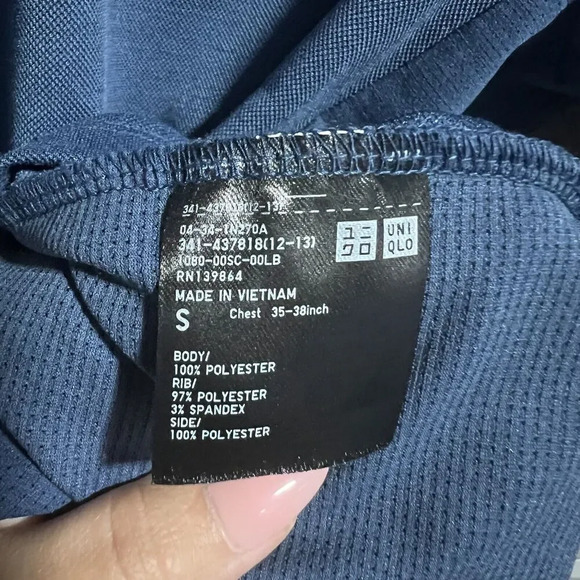 Uniqlo x Theory Mens Dry-Ex 1/4 Zip Short Sleeve T-Shirt Blue Size Small - Picture 4 of 4